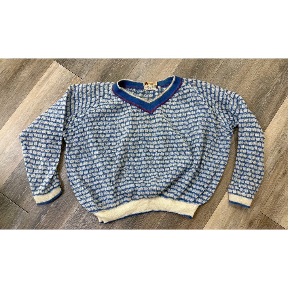 Antonella Ore Blue Mohair Sweater Made in Italy Fuzzy Knit Size 42